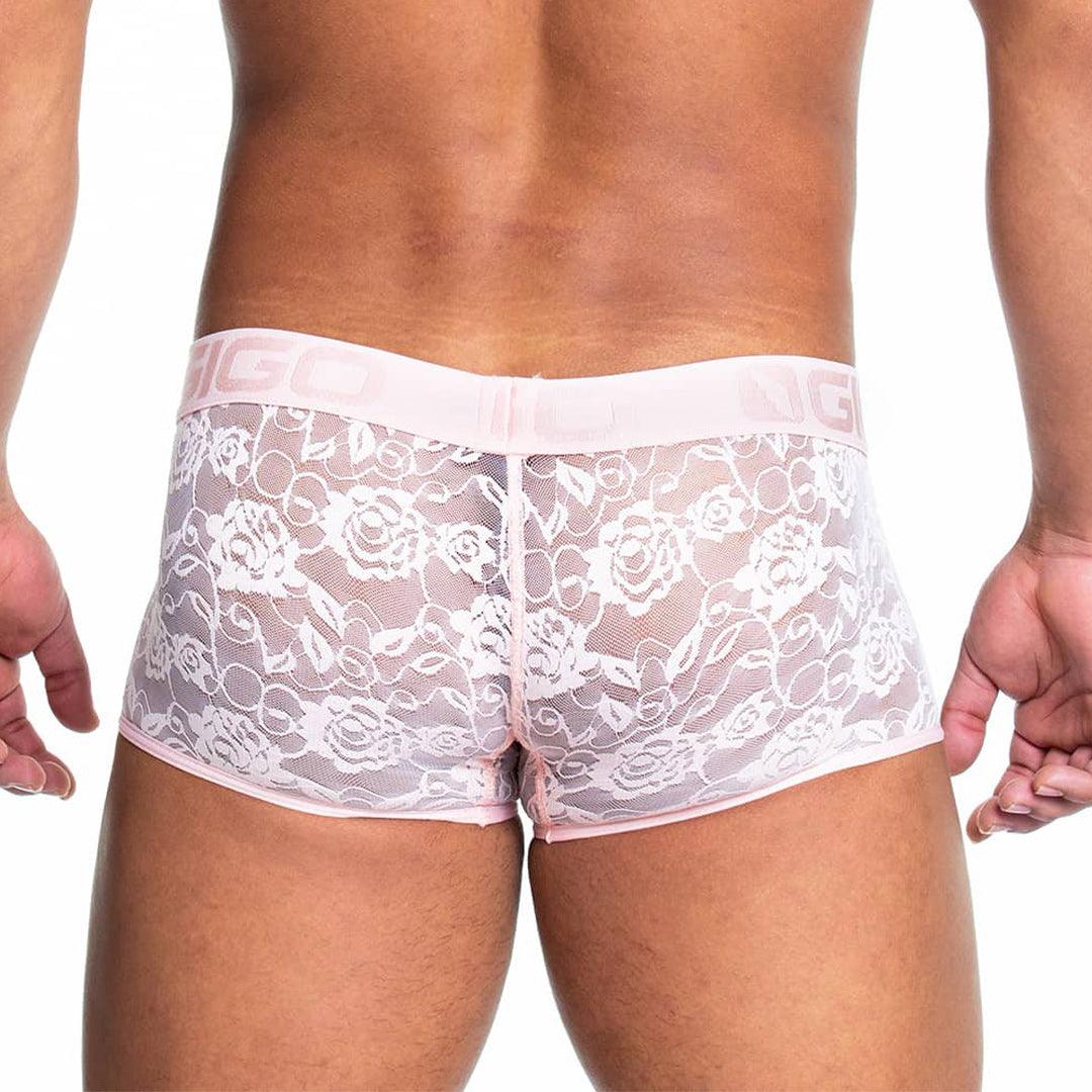 REDEMOTION PINK TRUNK - Boxer de encaje rojo sexy para hombres