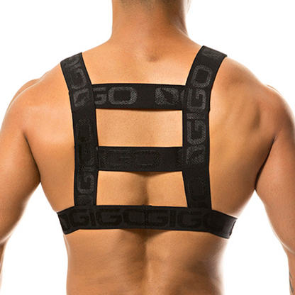 Resistless Black Harness vista frontal de Gigo Underwear