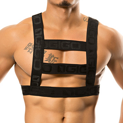 Resistless Black Harness vista posterior de Gigo Underwear