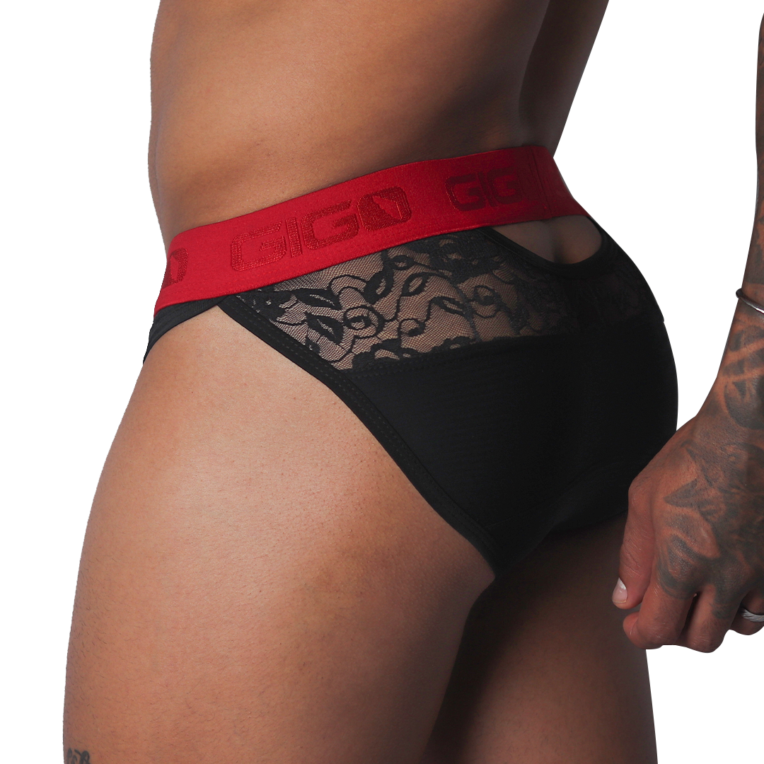 Romantic Black Brief vista frontal de Gigo Underwear