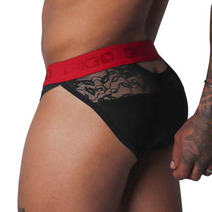 Romantic Black Brief vista frontal de Gigo Underwear