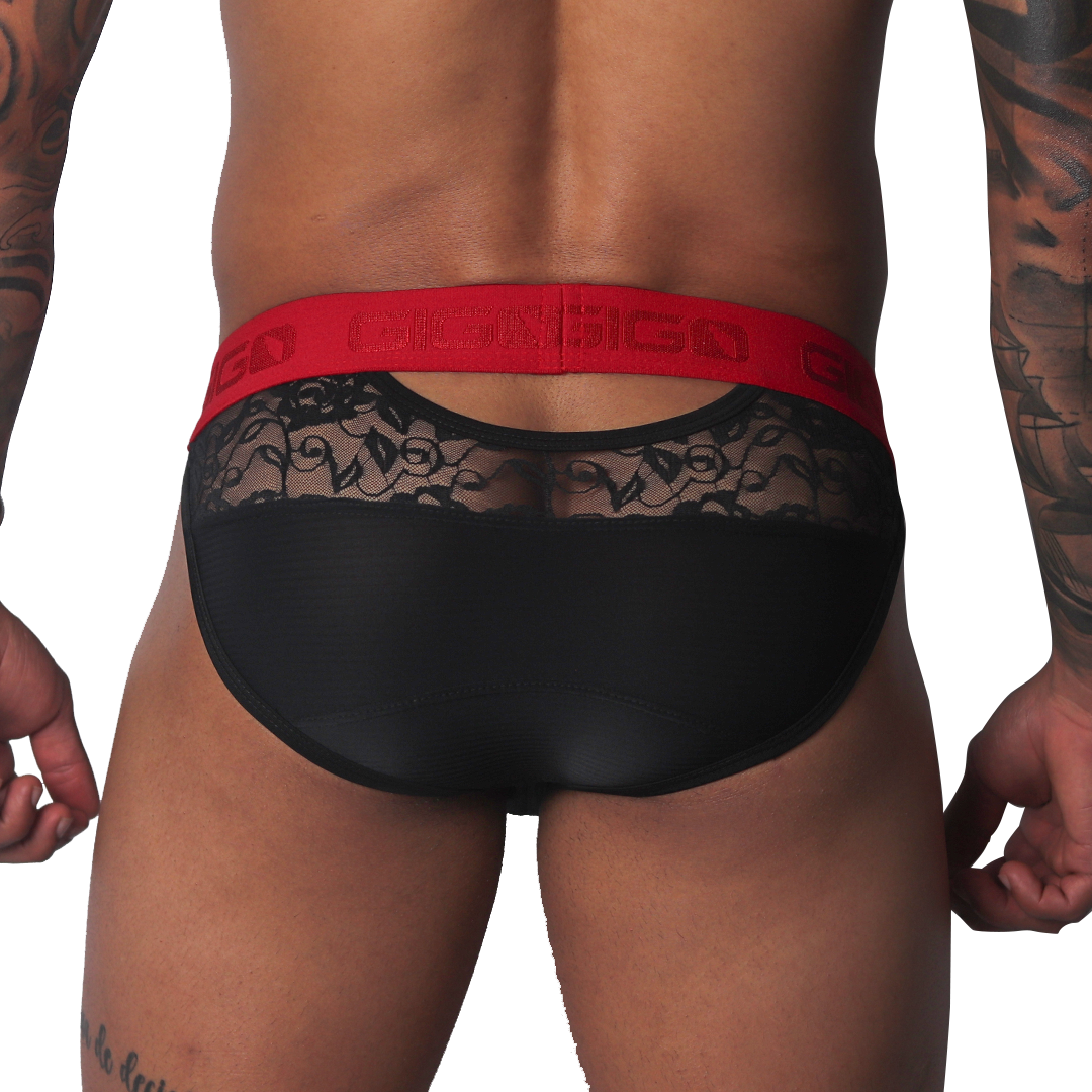 Romantic Black Brief vista posterior de Gigo Underwear