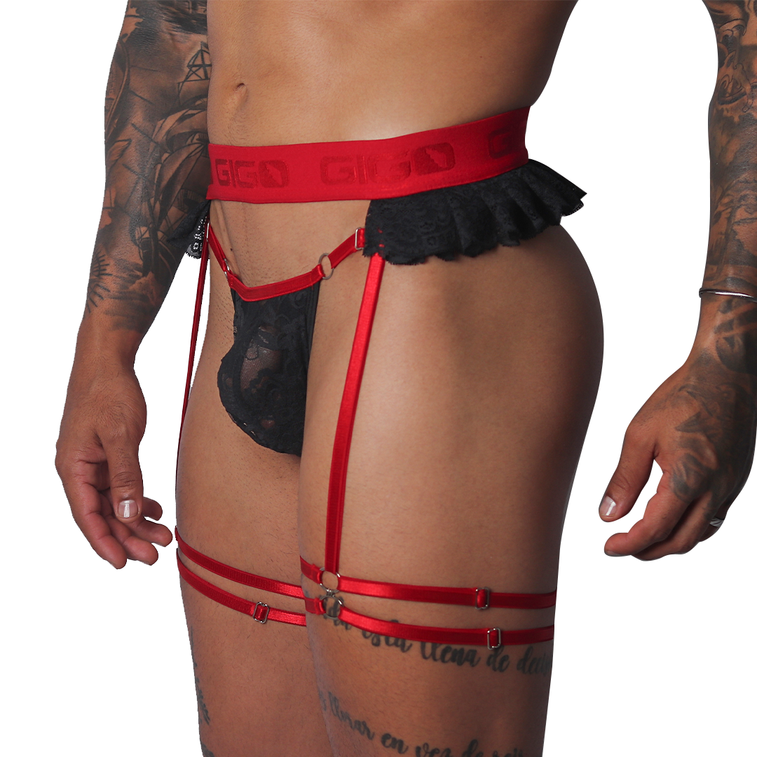 Romantic Black Gelbert Belt vista frontal de Gigo Underwear
