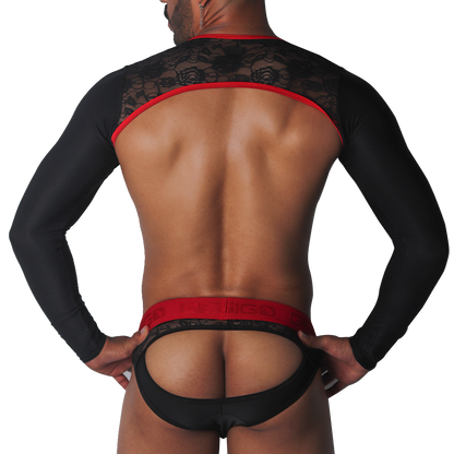 Romantic Black Harness vista posterior de Gigo Underwear
