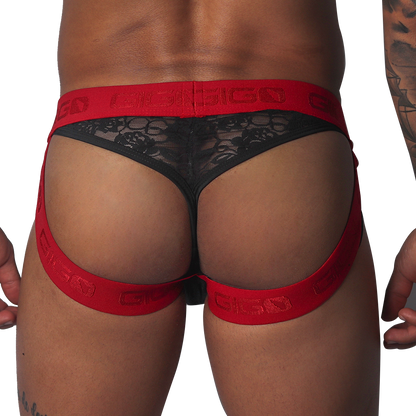 Romantic Black Jock Thong vista posterior de Gigo Underwear