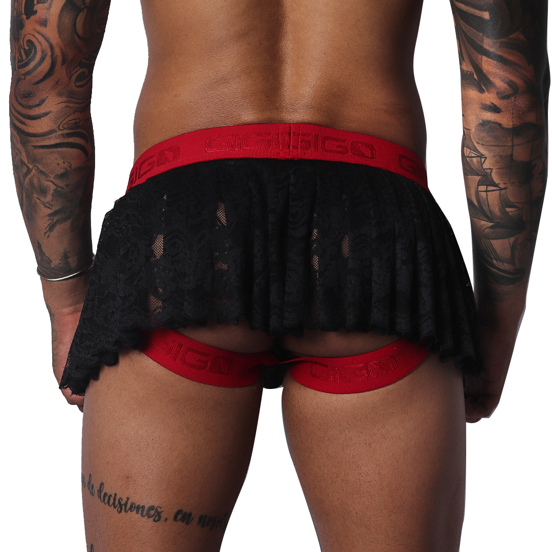 Romantic Black Skirt vista posterior de Gigo Underwear