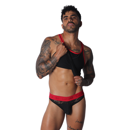 Romantic Black Tank en modelo de Gigo Underwear