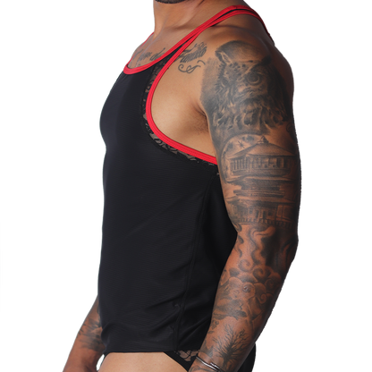 Romantic Black Tank vista frontal de Gigo Underwear
