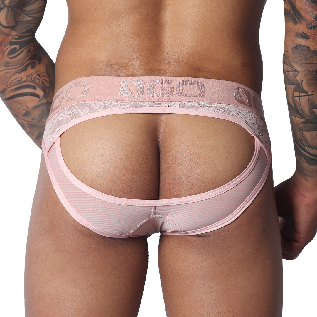 Romantic Pink Brief Jock vista posterior de Gigo Underwear