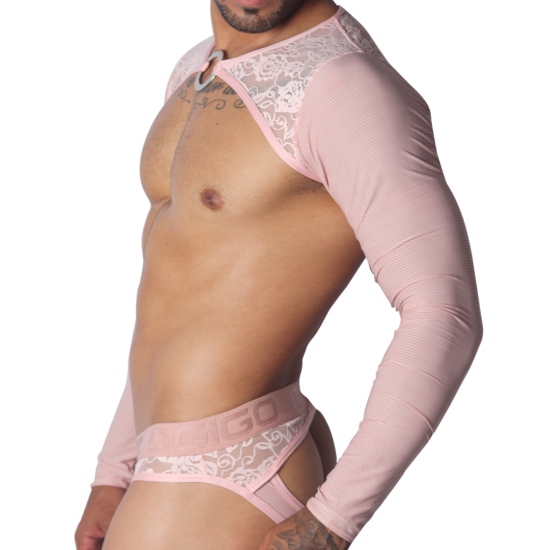 Romantic Pink Harness vista frontal de Gigo Underwear