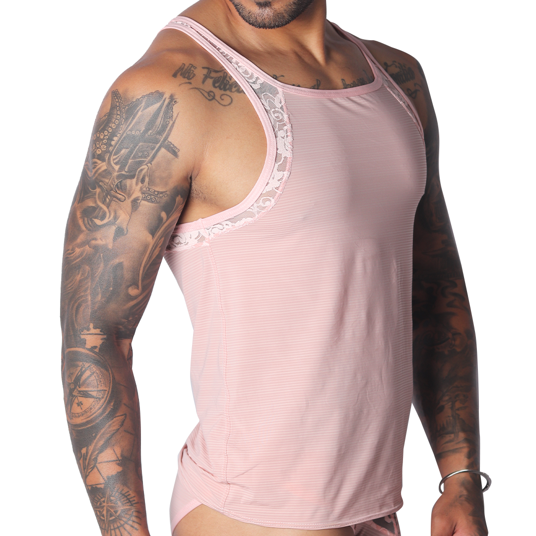 Romantic Pink Tank vista frontal de Gigo Underwear