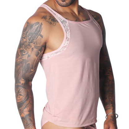 Romantic Pink Tank vista frontal de Gigo Underwear