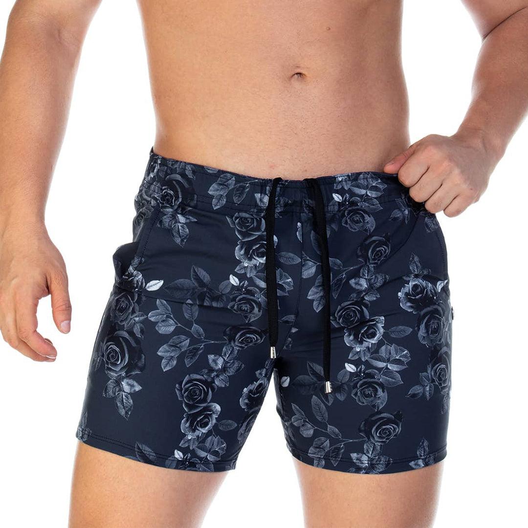 ROSE BLACK BEACHWEAR - Pantalones cortos de baño estampados para hombres