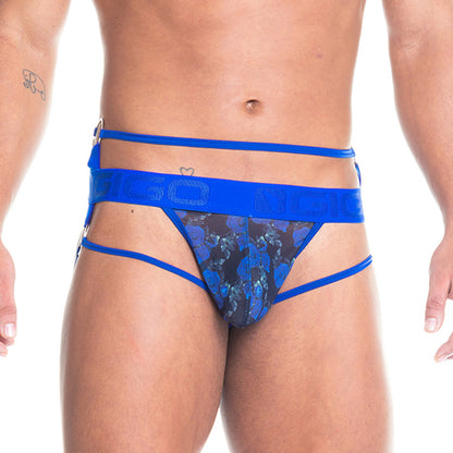 Rose Blue Jockstrap vista frontal de Gigo Underwear