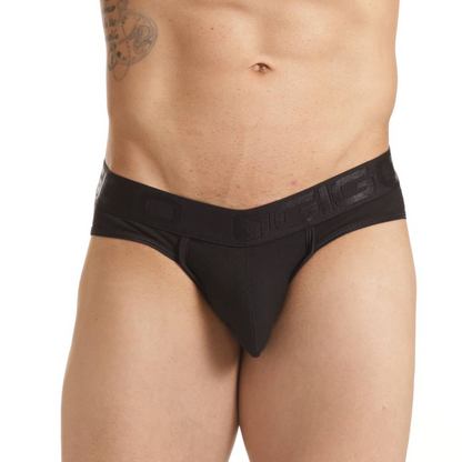Scanaling Black Brief Jockstrap vista frontal de Gigo Underwear