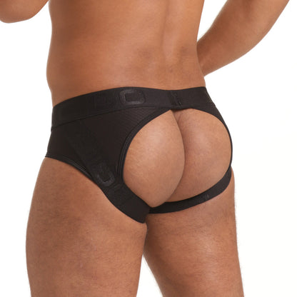 Scanaling Black Brief Jockstrap vista posterior de Gigo Underwear