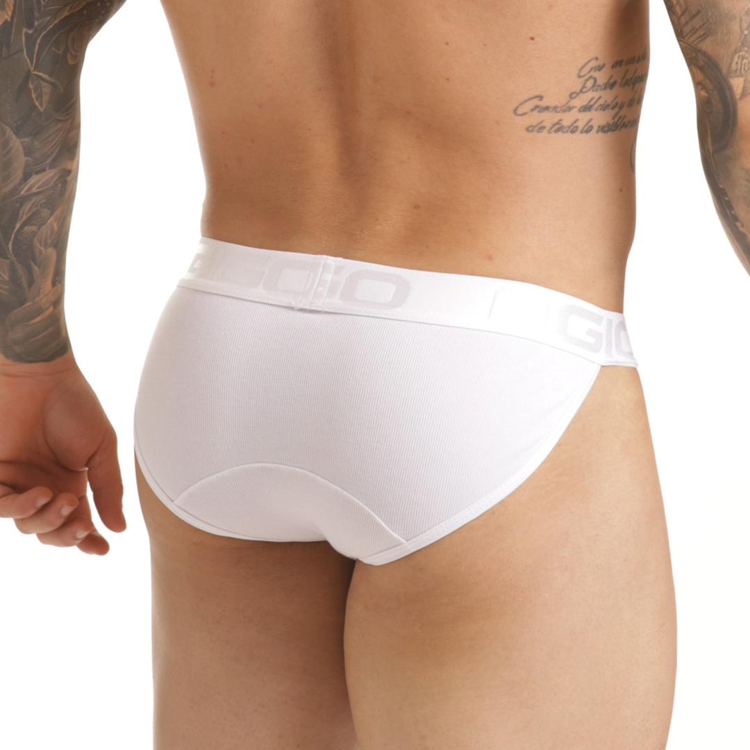 Scanaling White Brief vista posterior de Gigo Underwear