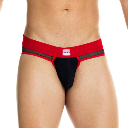 Skin Red Brief Jockstrap vista posterior de Gigo Underwear