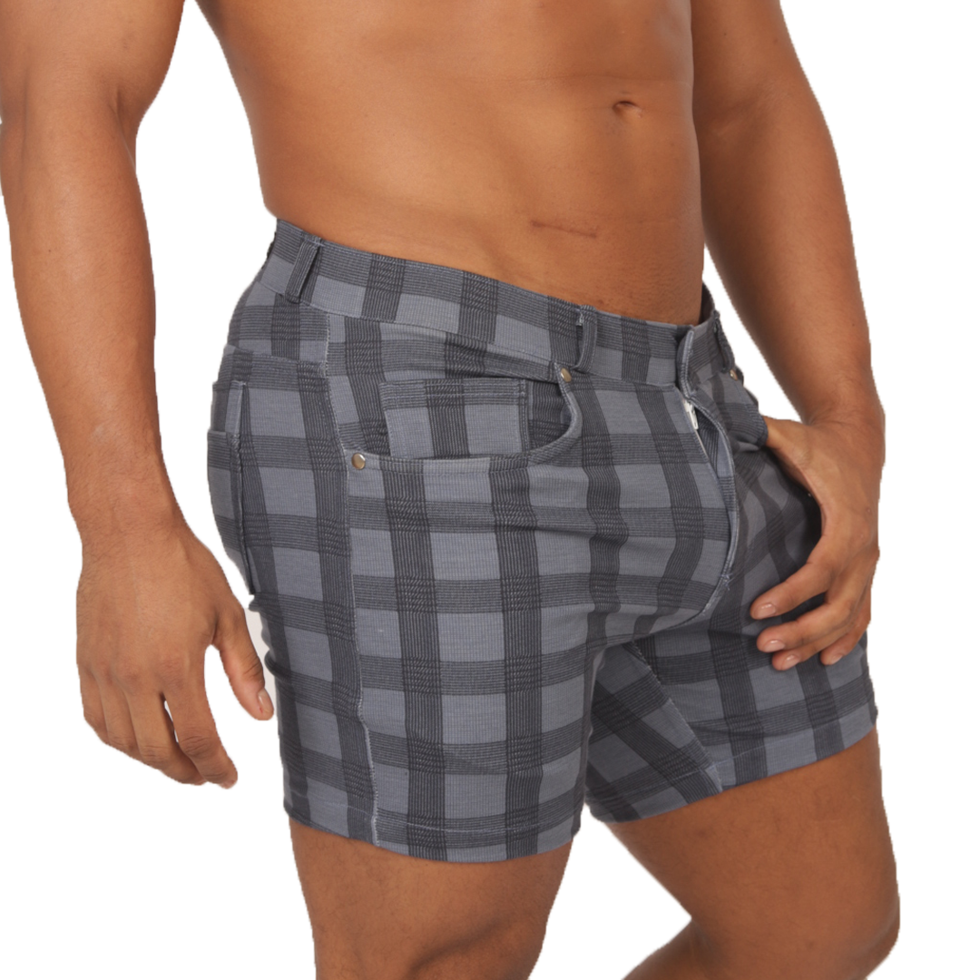 Social Blue Square Short vista frontal de Gigo Underwear