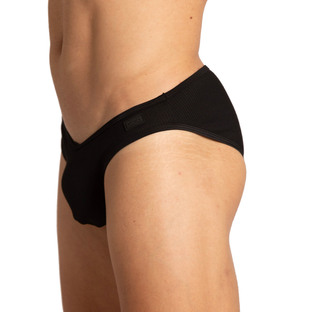 Soft Black Brief vista frontal de Gigo Underwear