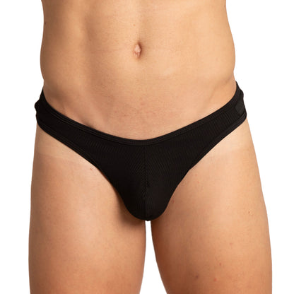 Soft Black Gstring vista frontal de Gigo Underwear