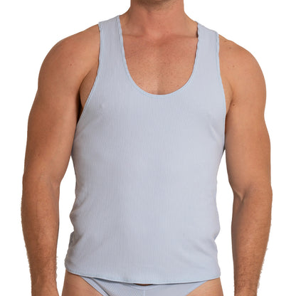Soft Blue Tank vista frontal de Gigo Underwear