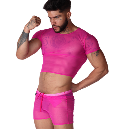 Spectrum Fuchsia Crop Top en modelo de Gigo Underwear