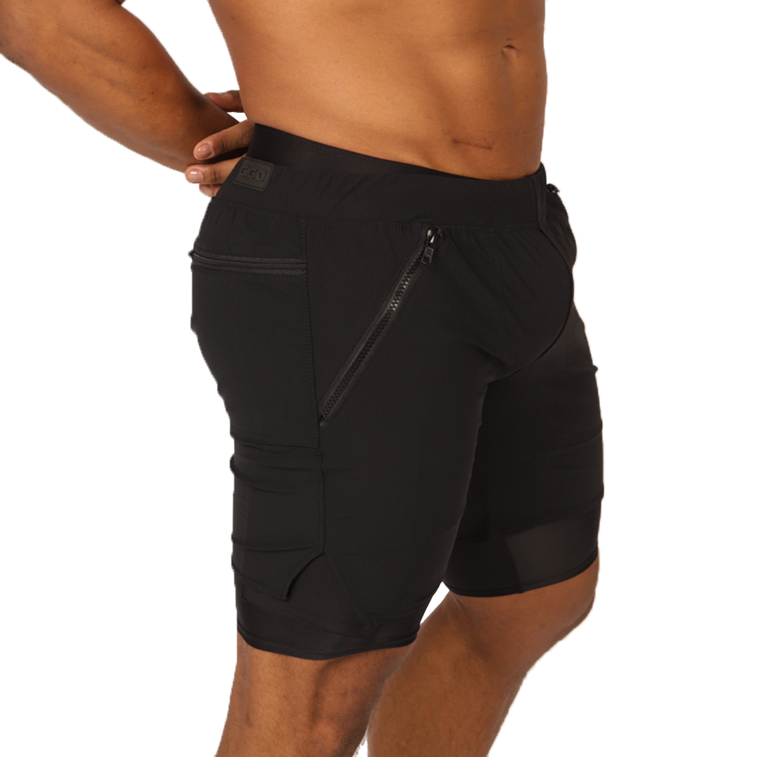 Sporty Black Short vista frontal de Gigo Underwear