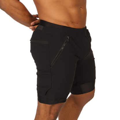 Sporty Black Short vista frontal de Gigo Underwear