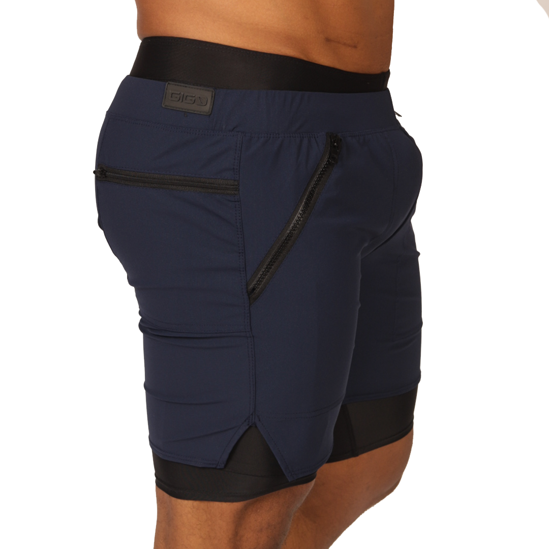 Sporty Blue Short vista frontal de Gigo Underwear
