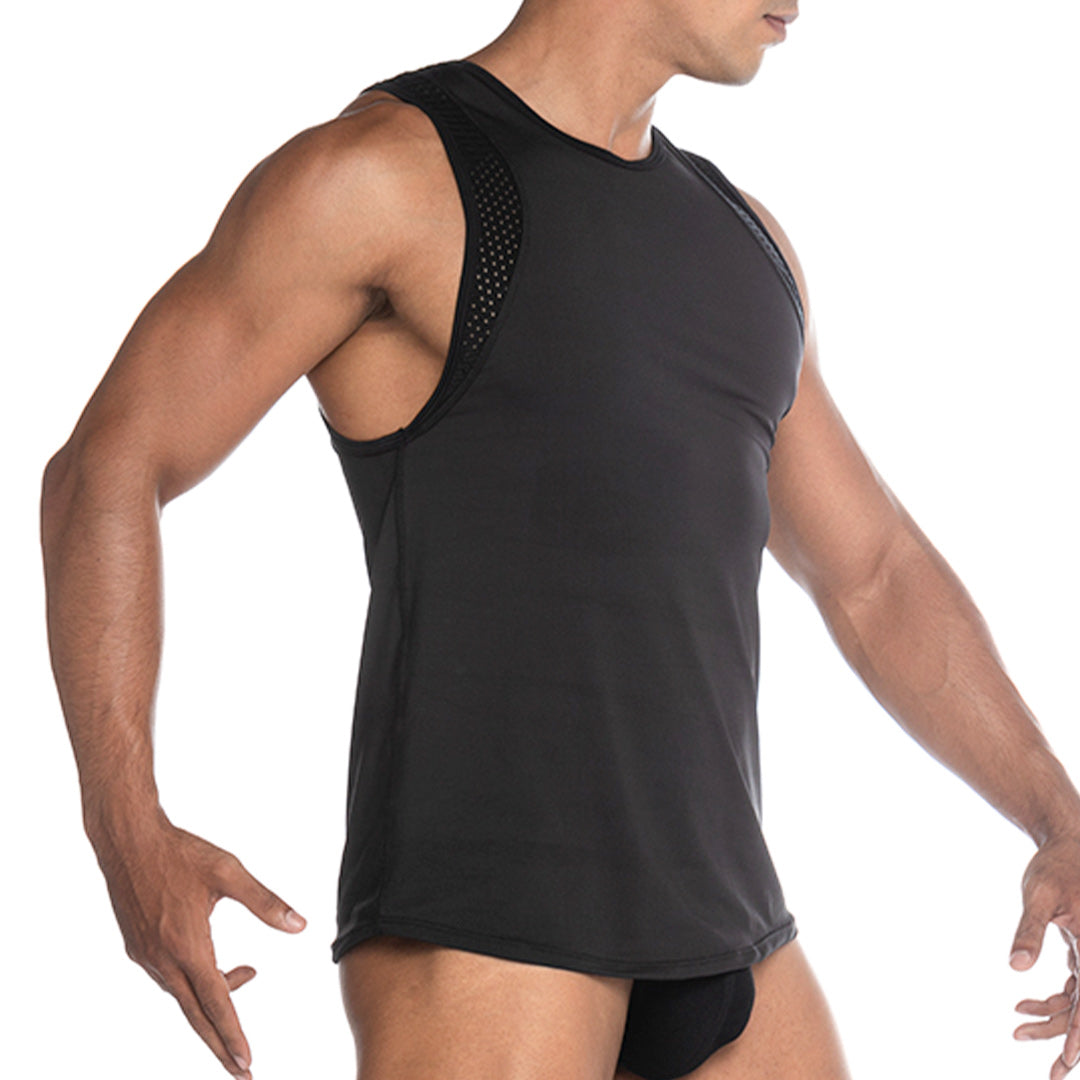 STRECH BLACK TANK - Gigo Underwear Colombia