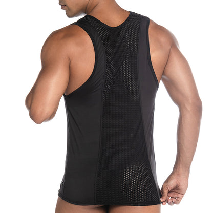 Strech Black Tank vista frontal de Gigo Underwear