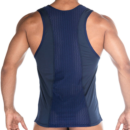 Strech Blue Tank vista frontal de Gigo Underwear