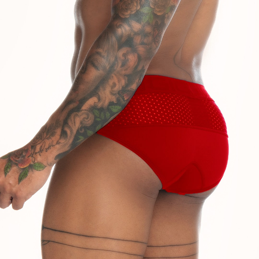 Strech Red Brief vista frontal de Gigo Underwear