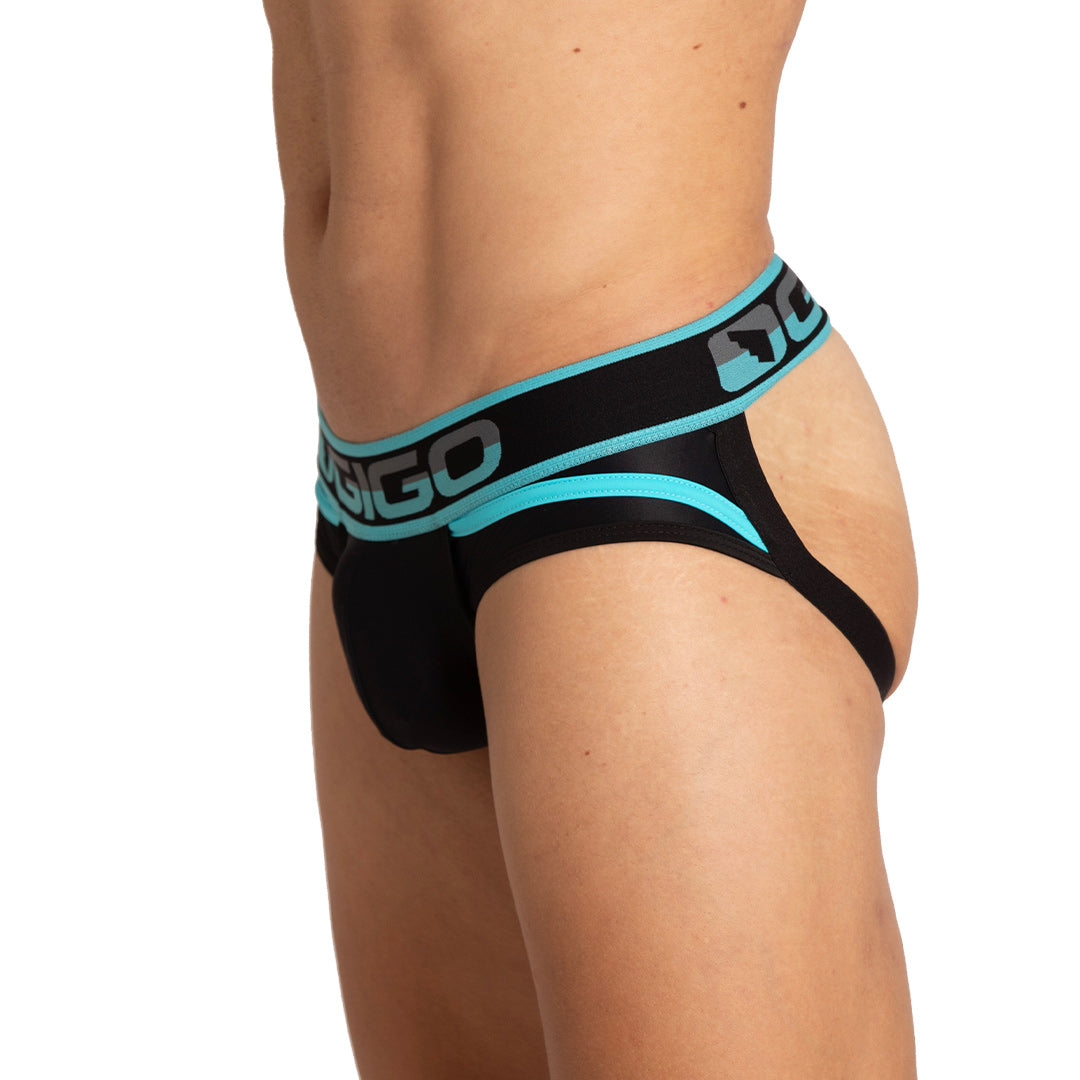 Style Black Brief Jock vista frontal de Gigo Underwear