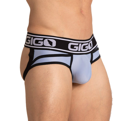 Style Blue Brief Jock vista frontal de Gigo Underwear