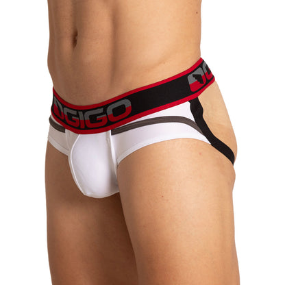 Style White Brief Jock vista frontal de Gigo Underwear