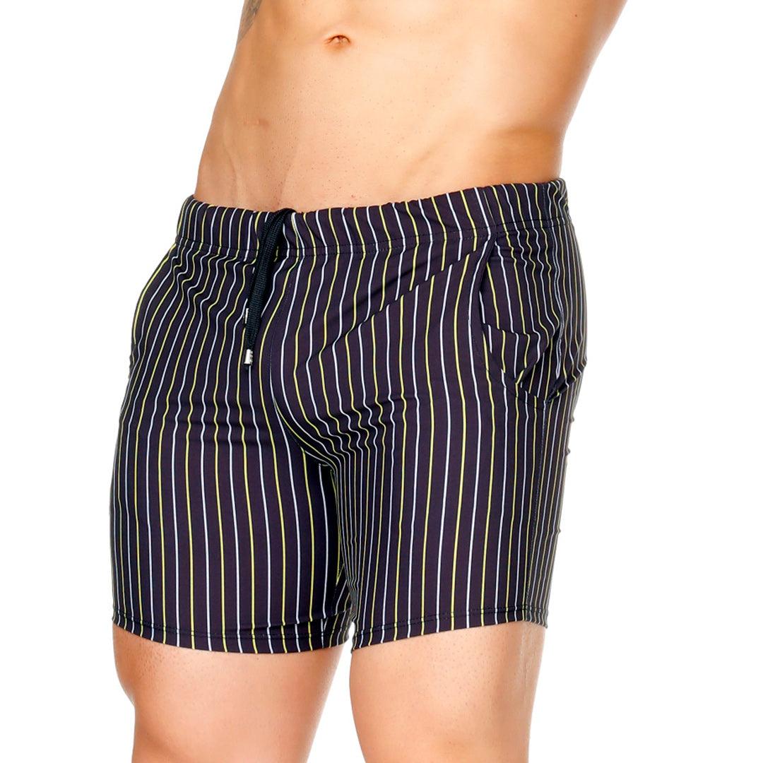 SULTAN BLACK BEACHWEAR - Pantalones cortos de baño estampados para hombres