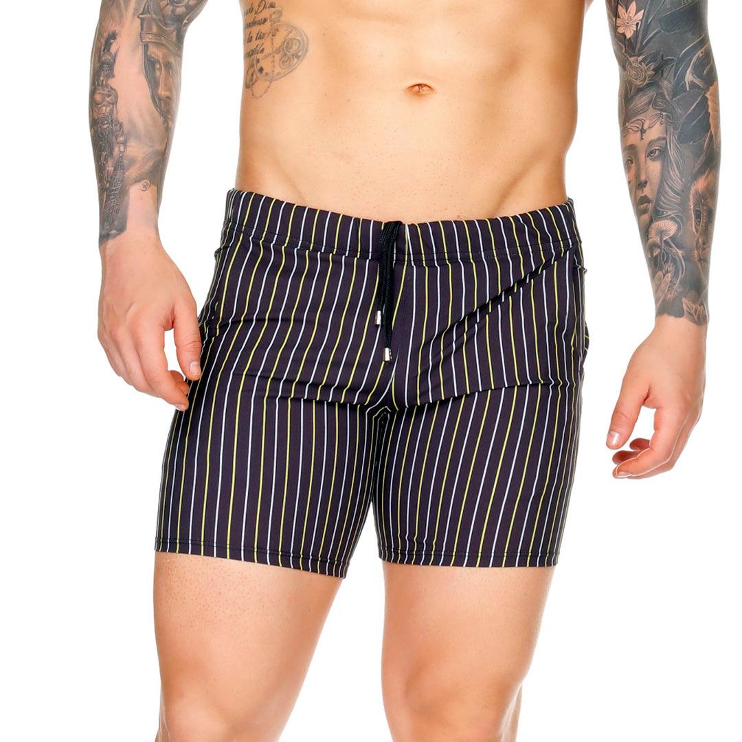 SULTAN BLACK BEACHWEAR - Pantalones cortos de baño estampados para hombres