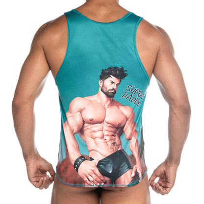 Super Daddy Blue Tank vista posterior de Gigo Underwear
