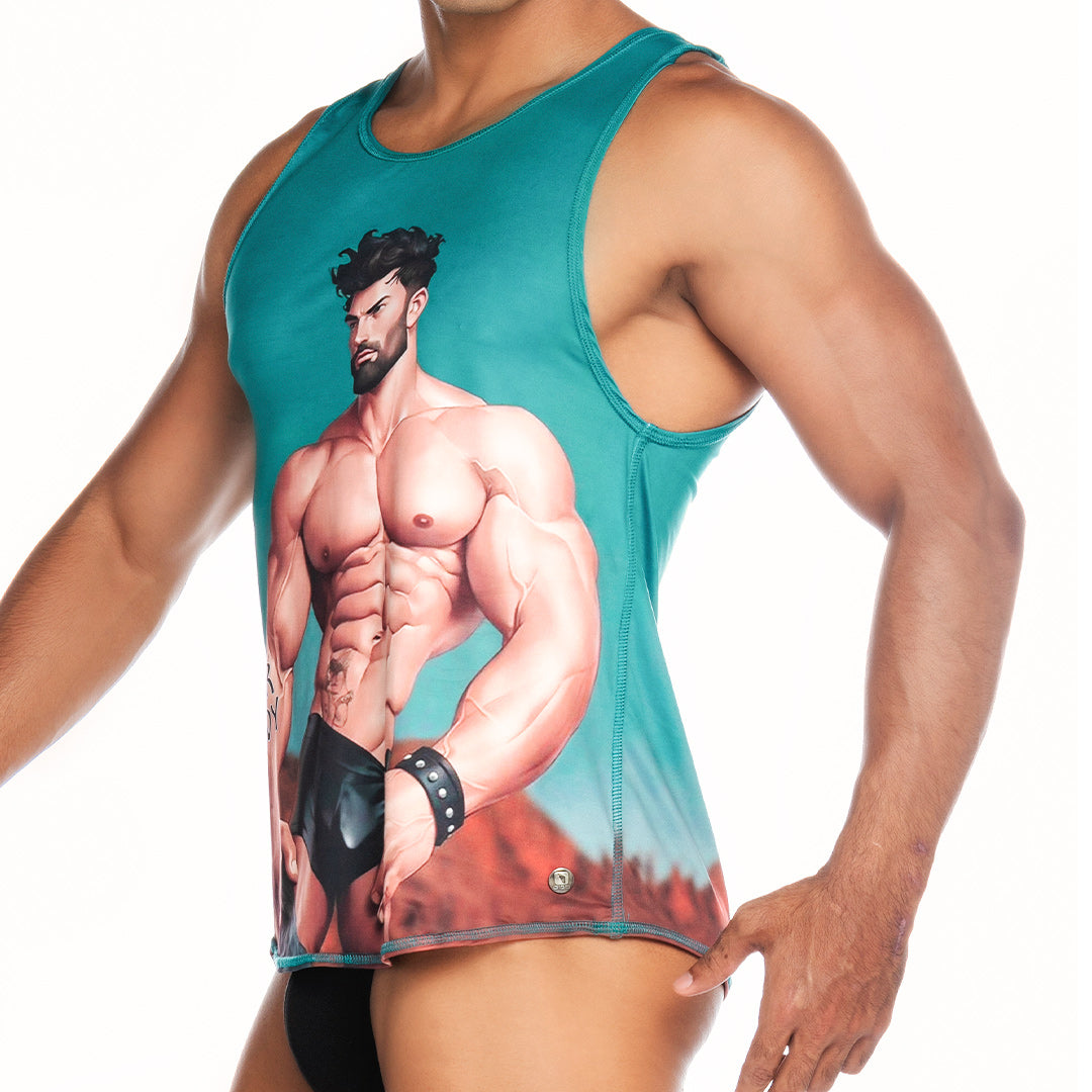 Super Daddy Blue Tank vista frontal de Gigo Underwear