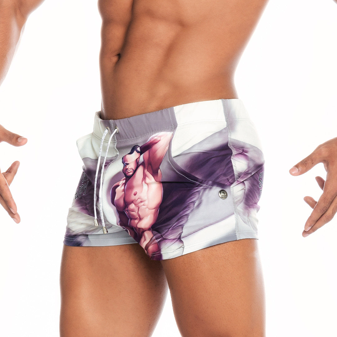 Super Daddy Brown Beachwear vista frontal de Gigo Underwear