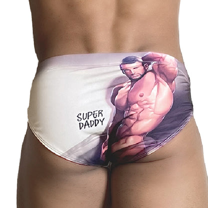 Super Daddy Brown Swim Brief vista frontal de Gigo Underwear