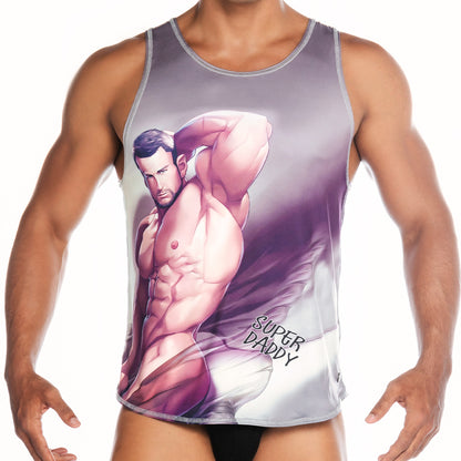 Super Daddy Brown Tank vista posterior de Gigo Underwear