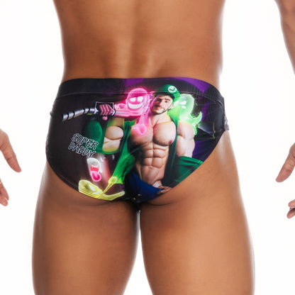 Super Daddy Purple Swim Brief vista frontal de Gigo Underwear