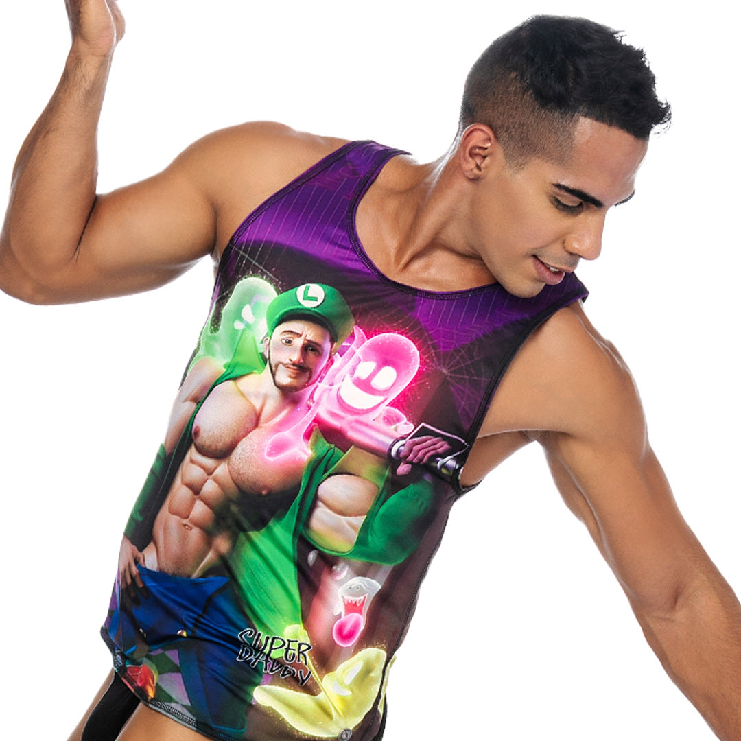 Super Daddy Purple Tank vista posterior de Gigo Underwear