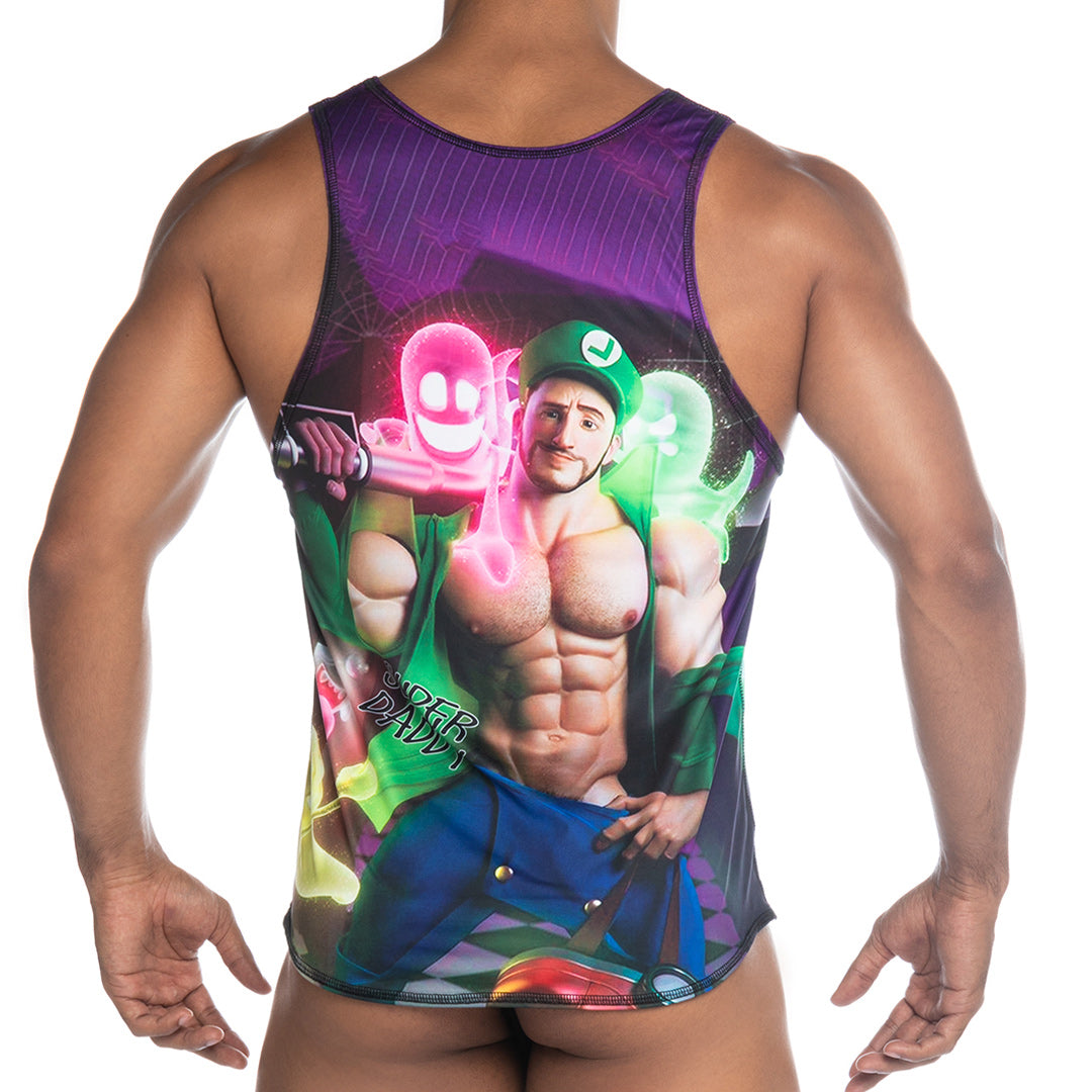 Super Daddy Purple Tank vista frontal de Gigo Underwear