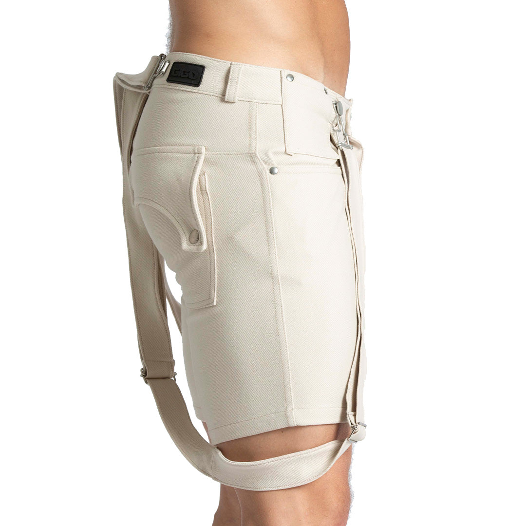 Suspenders Beige Short vista posterior de Gigo Underwear