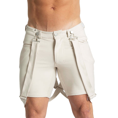 Suspenders Beige Short en modelo de Gigo Underwear