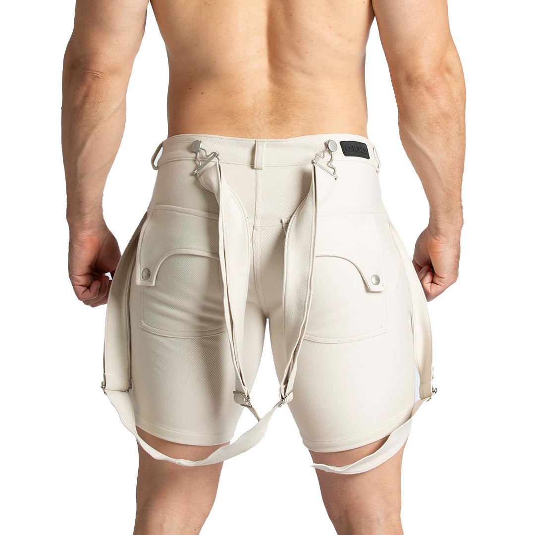 Suspenders Beige Short vista frontal de Gigo Underwear